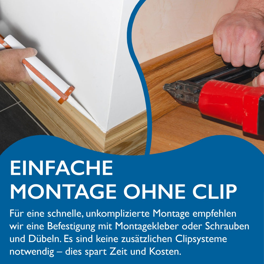Sockelleiste Eiche, natur matt, 16x58x2400 mm, Cube-Profil