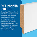 Sockelleiste MDF, weiß, 12x68x2440 mm, Cube-Profil