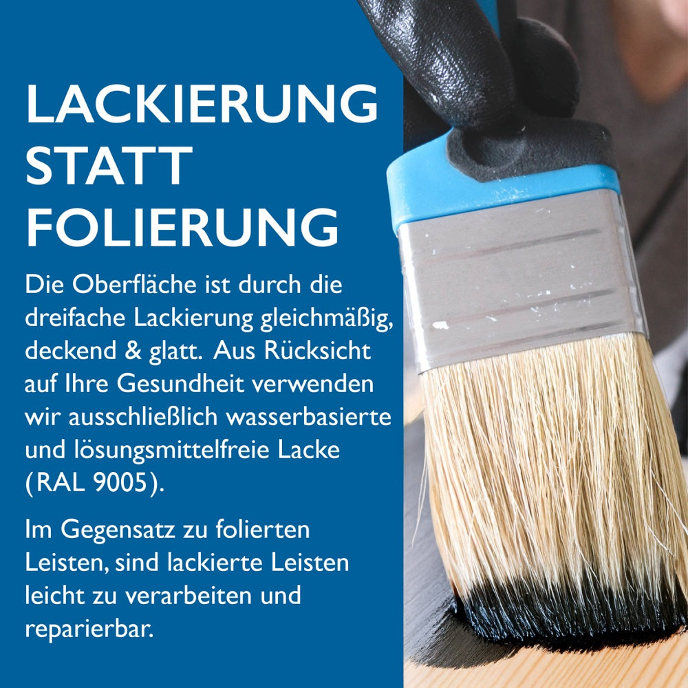 Sockelleiste MDF, schwarz, 16x58x2440 mm, Cube-Profil