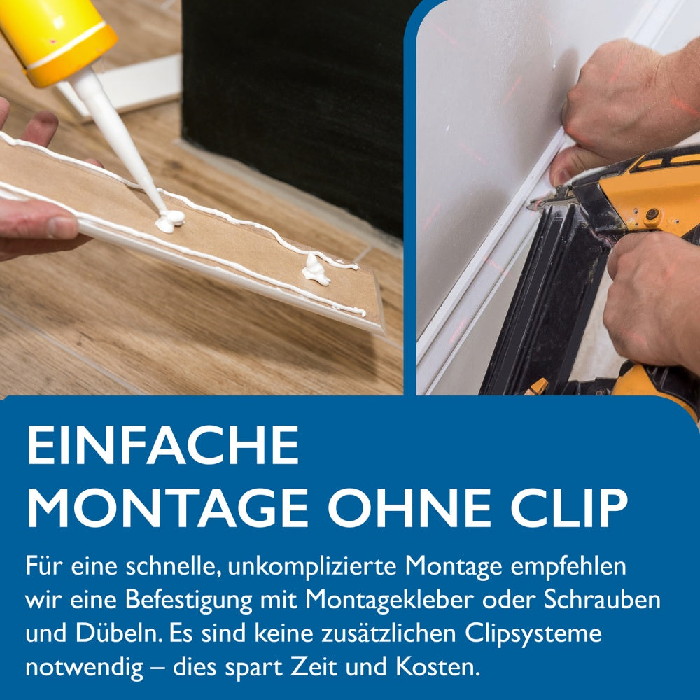 Sockelleiste MDF, weiß, 16x58x2440 mm, Cube-Profil