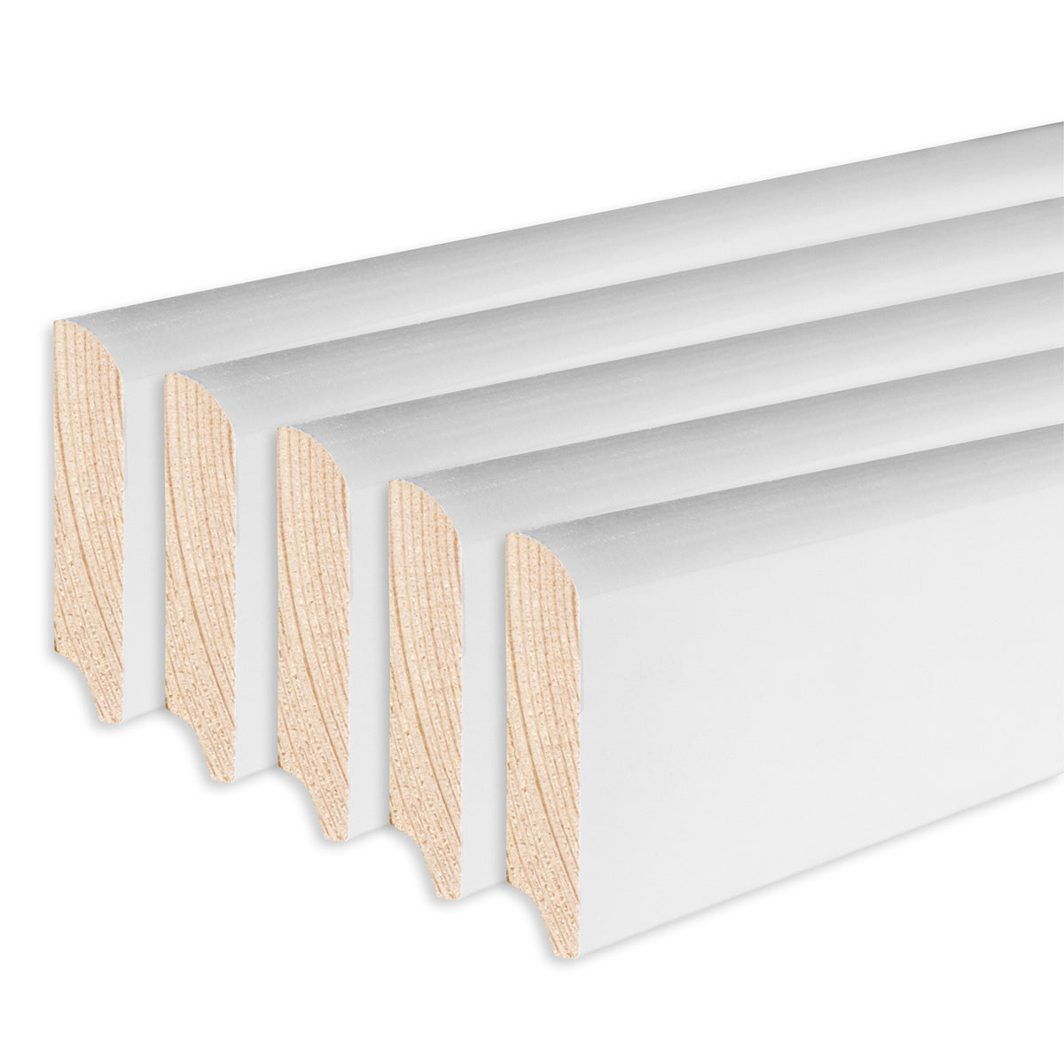 Sockelleiste Kiefer, weiß, 12x58x2400 mm, rundes Profil