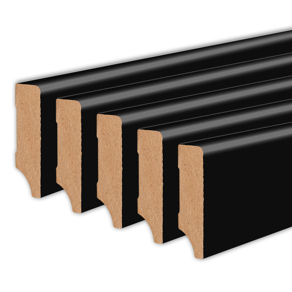 Sockelleiste MDF, schwarz, 16x58x2440 mm, Cube-Profil