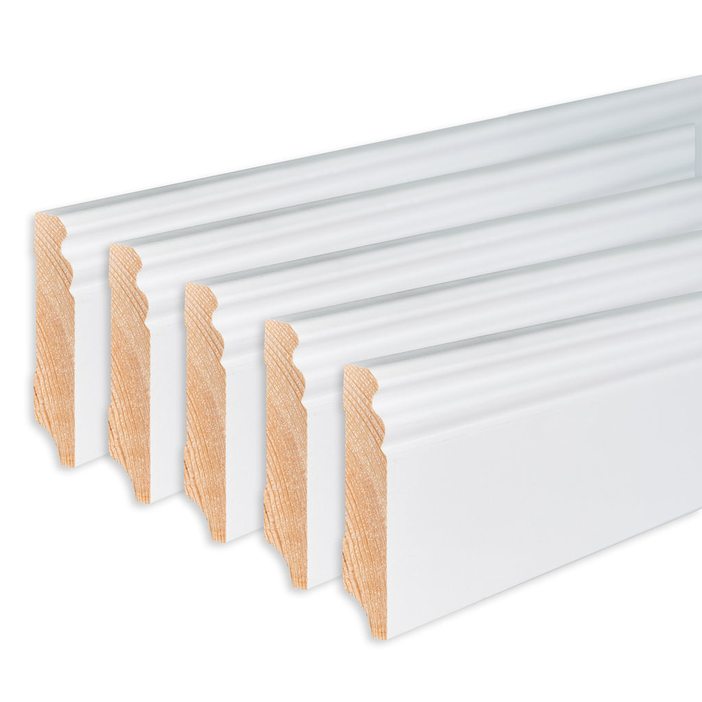 Sockelleiste Kiefer, weiß, 16x80x2400 mm, Altdeutsches Profil