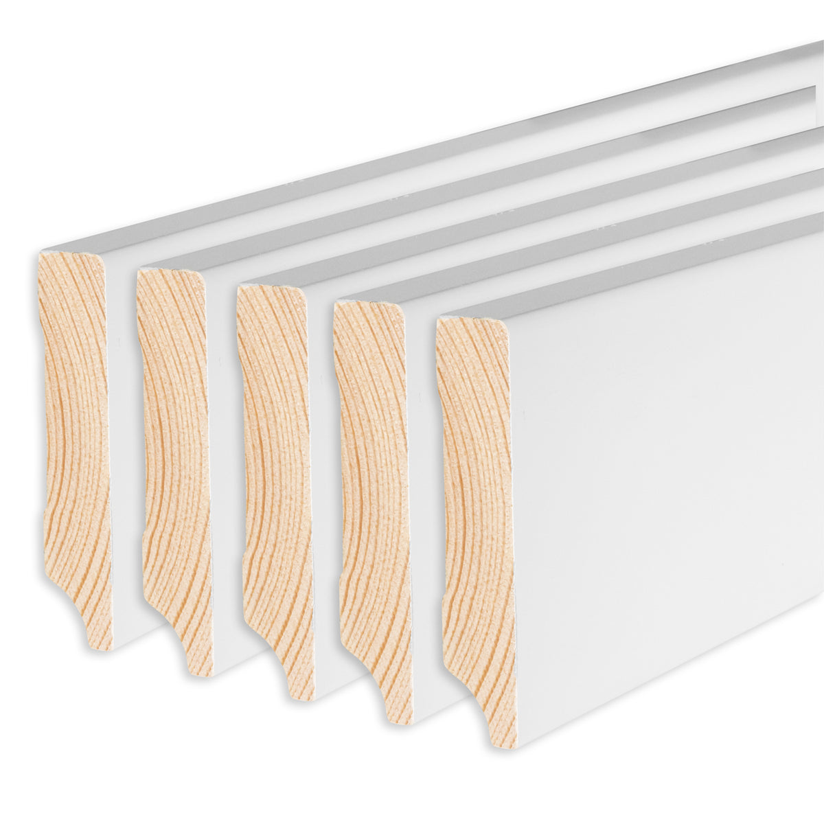 Sockelleiste Kiefer, weiß, 16x80x2400 mm, Cube-Profil