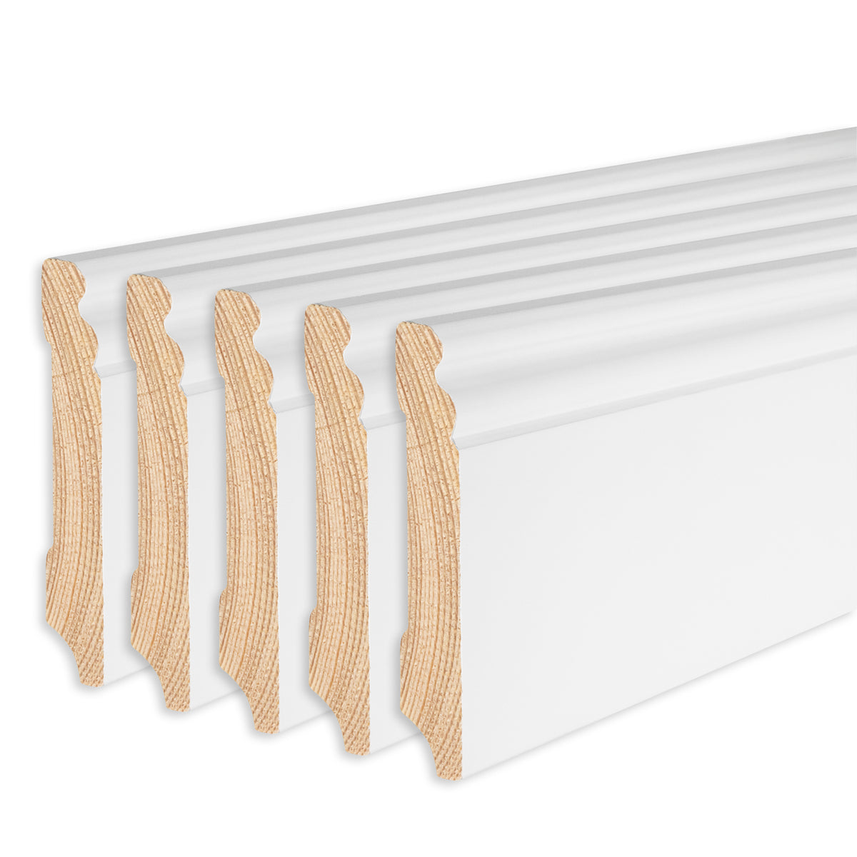 Sockelleiste Kiefer, weiß, 16x95x2400 mm, Altdeutsches Profil