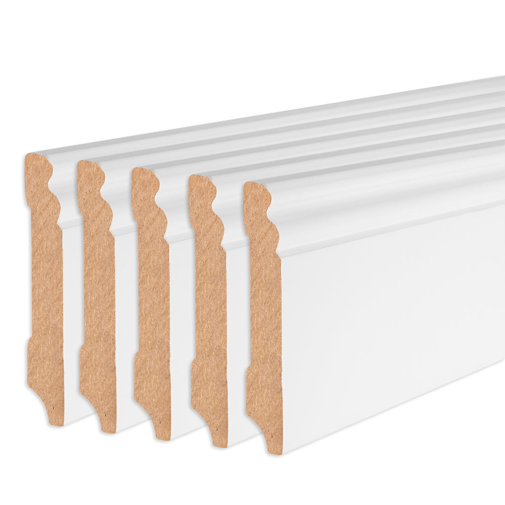 Sockelleiste MDF, weiß, 16x95x2440 mm, Altdeutsches Profil
