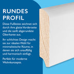 Sockelleiste Kiefer, weiß, 12x58x2400 mm, rundes Profil