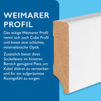 Sockelleiste MDF, weiß, 16x58x2440 mm, Cube-Profil