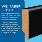 Sockelleiste MDF, schwarz, 16x58x2440 mm, Cube-Profil