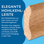 Hohlkehlleiste Eiche, natur matt, Abdeckmaß: 30x30x2400 mm (9,5x40x2400 mm)