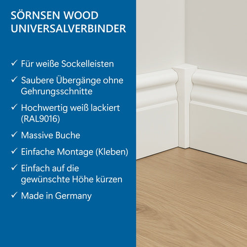 4x Universalverbinder, weiß, 18x18x120 mm
