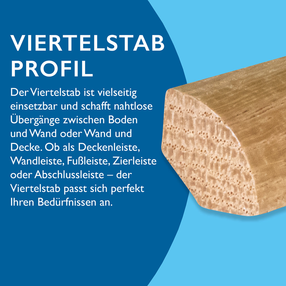 Sockelleiste Eiche, natur matt, 14x14x2400 mm, Viertelstab